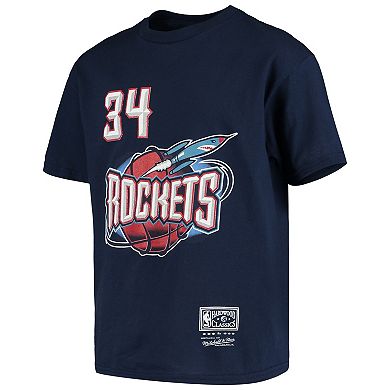 Youth Hakeem Olajuwon Navy Houston Rockets Hardwood Classics Name & Number T-Shirt