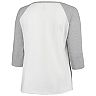 Women's Soft as a Grape White/Heathered Gray New York Yankees Plus Size Baseball Raglan 3/4-Sleeve T-Shirt
