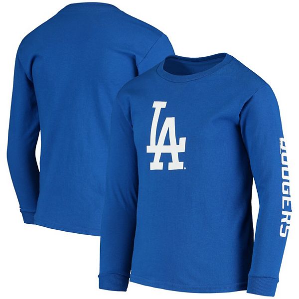 Youth Soft as a Grape Royal Los Angeles Dodgers Logo Sleeve Hit Long Sleeve  T-Shirt