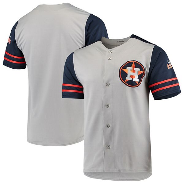 Houston Astros Stitches Button-Up Jersey - Gray/Navy