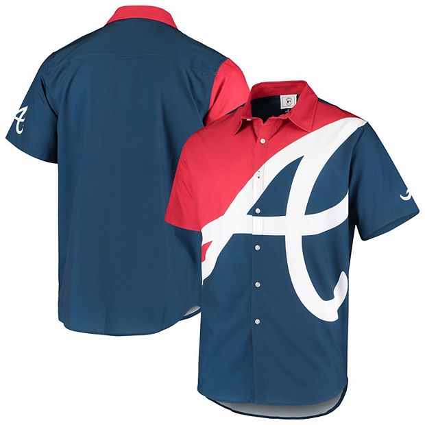 Men's Navy Atlanta Braves Big Logo Button-Up Shirt