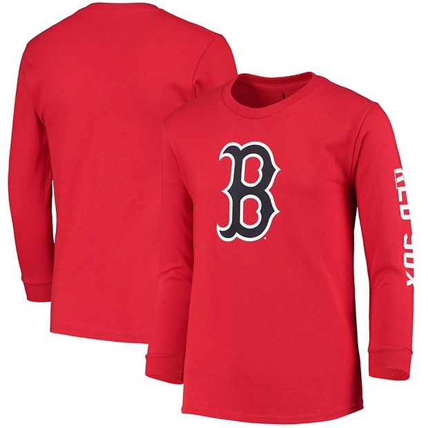 Youth Soft as a Grape Red Boston Red Sox Logo Sleeve Hit Long Sleeve T-Shirt