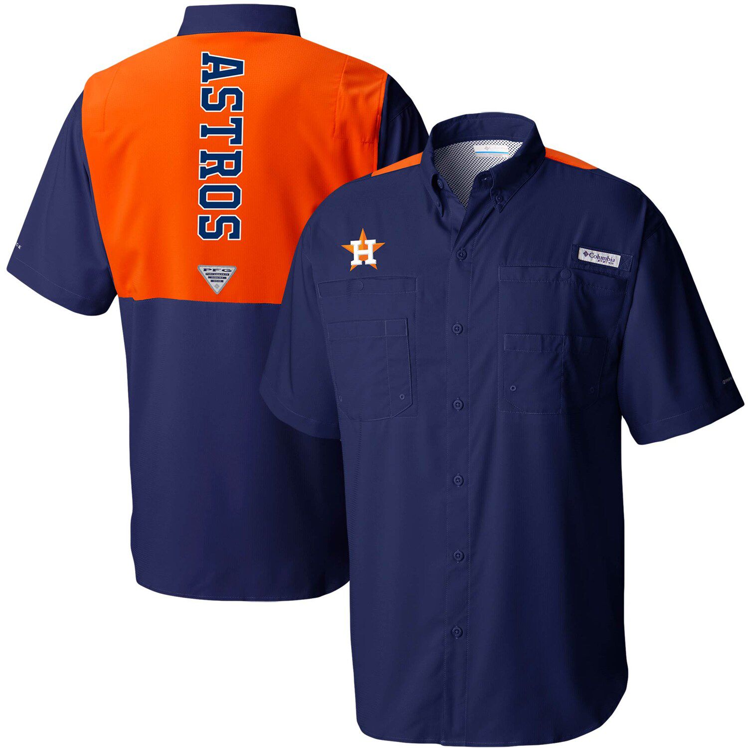 columbia sportswear men's houston astros tamiami short sleeve shirt