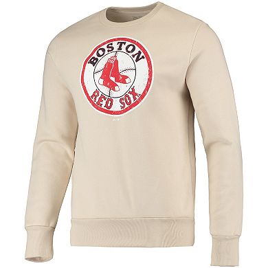 Men's Majestic Threads Oatmeal Boston Red Sox Fleece Pullover Sweatshirt