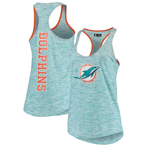 Women's New Era Aqua Miami Dolphins Space Dye Tie-Back Tank