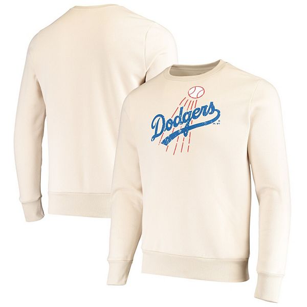 Men's Majestic Threads Oatmeal Los Angeles Dodgers Fleece Pullover