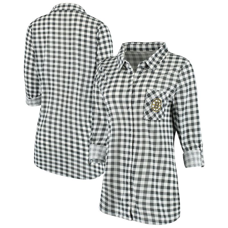 UPC 638783000476 product image for Women's Concepts Sport Charcoal/White Boston Bruins Wanderer Plaid Nightshirt, S | upcitemdb.com