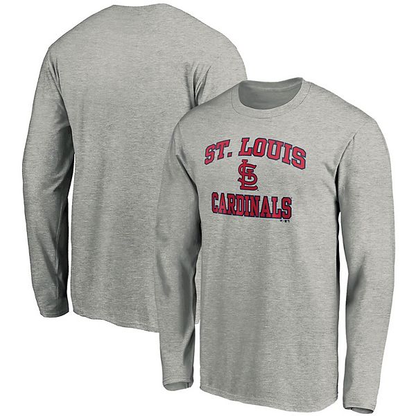 Men's Fanatics Branded Gray St. Louis Cardinals Heart & Soul Long Sleeve  T-Shirt
