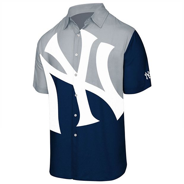 Men's Navy New York Yankees Big Logo Button-Up Shirt