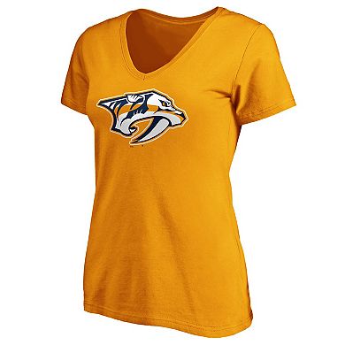 Women's Fanatics Branded Gold Nashville Predators Primary Logo V-Neck T-Shirt