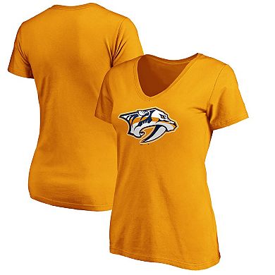 Women's Fanatics Branded Gold Nashville Predators Primary Logo V-Neck T-Shirt