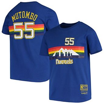 Youth Dikembe Mutombo Royal Denver Nuggets Hardwood Classics Name & Number T-Shirt