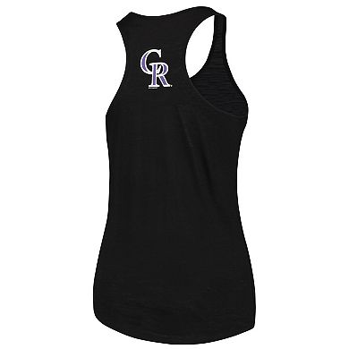 Women's Soft as a Grape Black Colorado Rockies Plus Size Swing for the Fences Racerback Tank Top