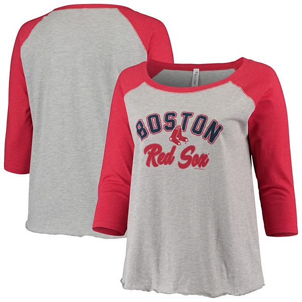 Women's Soft as a Grape Heathered Gray/Red Boston Red Sox Plus