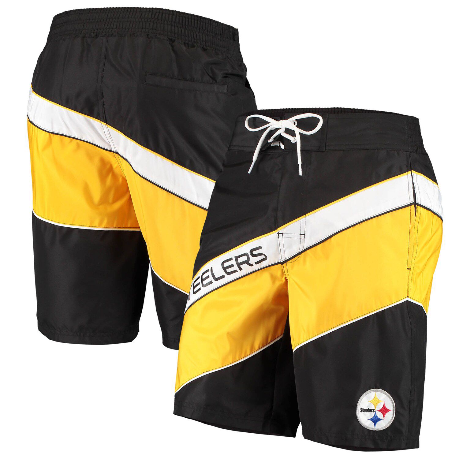 black and gold swim trunks