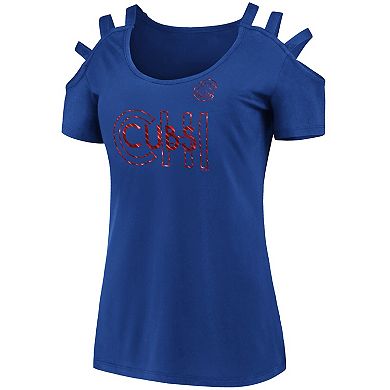 Women's Fanatics Branded Royal Chicago Cubs Three Strap Open Shoulder T-Shirt