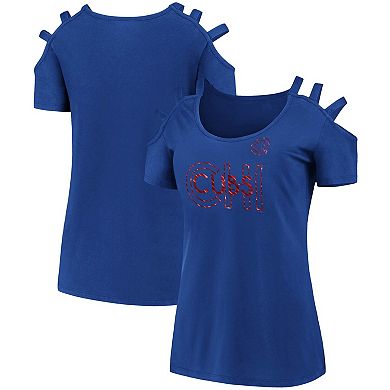 Women's Fanatics Branded Royal Chicago Cubs Three Strap Open Shoulder T-Shirt
