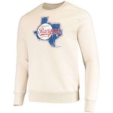Men's Majestic Threads Oatmeal Texas Rangers Fleece Pullover Sweatshirt