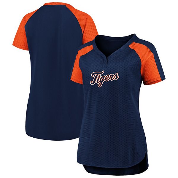 Detroit Tigers Fanatics Branded Women's Ultimate Style Raglan V-Neck  T-Shirt - Navy