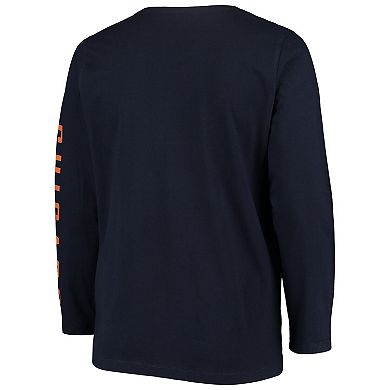 Women's Majestic Navy Chicago Bears Plus Size Team Logo Long Sleeve T-Shirt