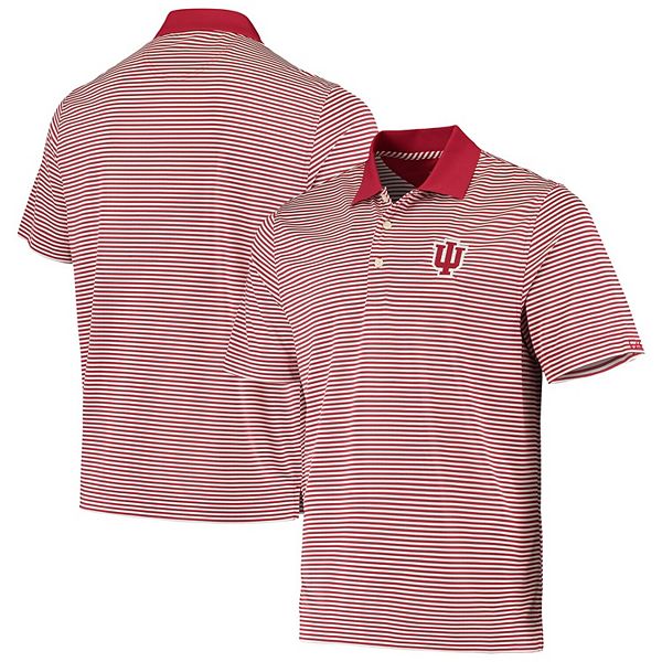 Men's Cutter & Buck Crimson Indiana Hoosiers Trevor Stripe DryTec Polo