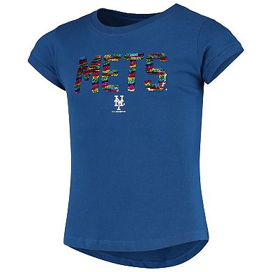 Girls Youth New Era Royal New York Mets Flip Sequin T-Shirt