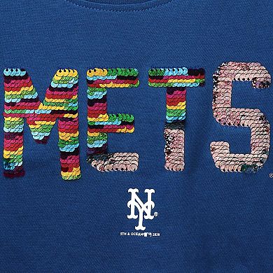 Girls Youth New Era Royal New York Mets Flip Sequin T-Shirt