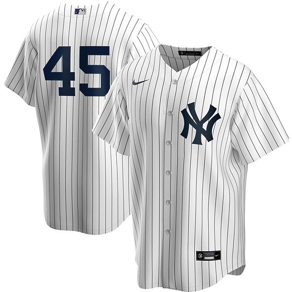 عروض وجبات Men's New York Yankees #45 Gerrit Cole White Home No Name Stitched MLB Flex Base Nike Jersey عروض وجبات