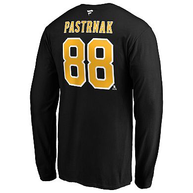 Men's Fanatics Branded David Pastrnak Black Boston Bruins Authentic Stack Name & Number Long Sleeve T-Shirt