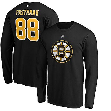 Men's Fanatics Branded David Pastrnak Black Boston Bruins Authentic Stack Name & Number Long Sleeve T-Shirt