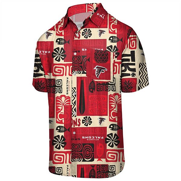 Men's FOCO Red/Tan Atlanta Falcons Tiki Floral Button-Up Woven Shirt Size: Small