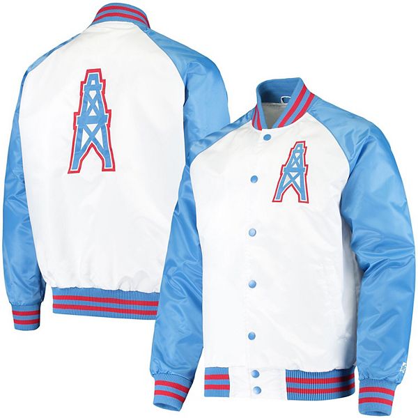 Houston Oilers Starter Retro The All-American Full-Snap Jacket -  White/Light Blue