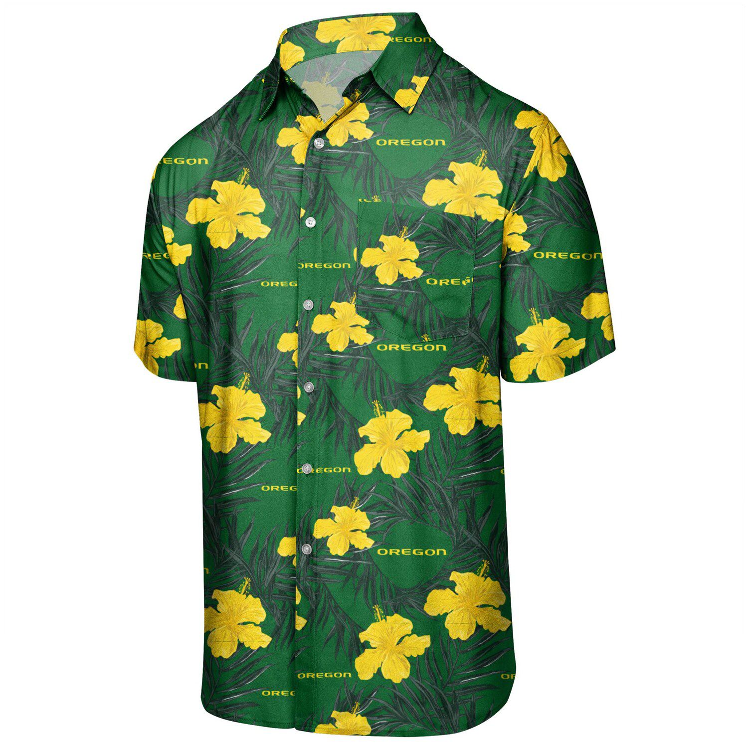 Men's Green Oregon Ducks Floral Button-Up Shirt Size: 3XL