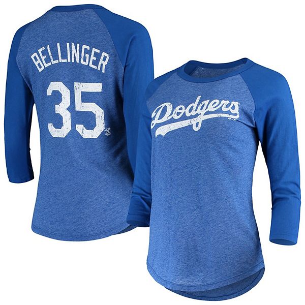 Women's Majestic Threads Cody Bellinger Royal Los Angeles Dodgers Name &  Number Tri-Blend Raglan 3/4-Sleeve T-Shirt