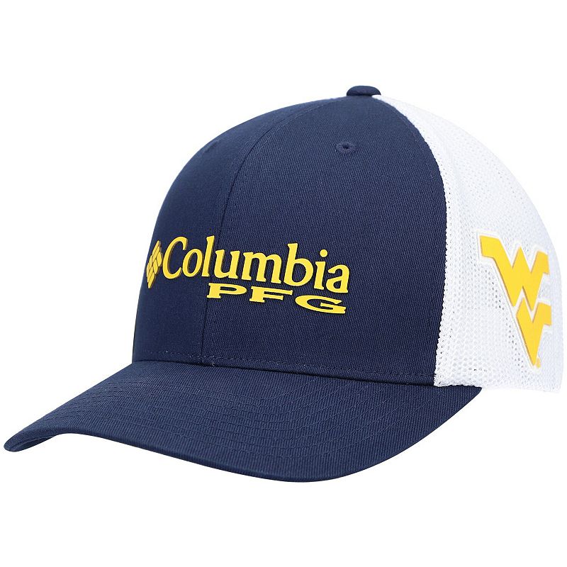 Mens Columbia Navy West Virginia Mountaineers PFG Snapback Adjustable Hat,