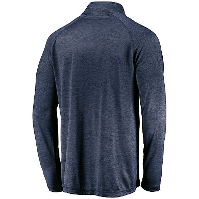 Men's Navy Atlanta Braves Iconic Striated Primary Logo Raglan Quarter-Zip Pullover Jacket