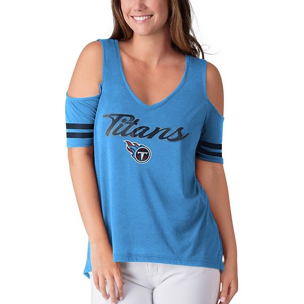 Women's New Era Navy Tennessee Titans Raglan Lace-Up T-Shirt