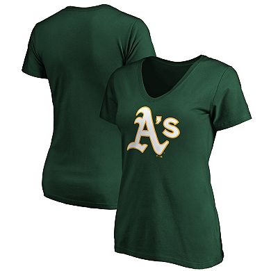 Women's Fanatics Branded Green Oakland Athletics Core Official Logo V-Neck T-Shirt