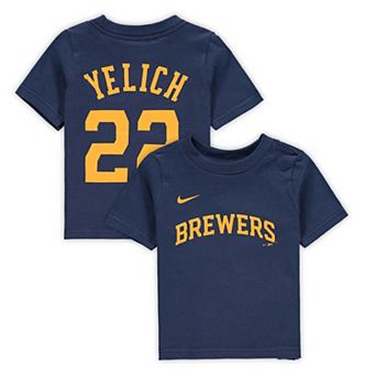 Infant Nike Christian Yelich Navy Milwaukee Brewers Player Name & Number T-Shirt