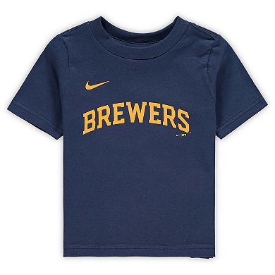 Infant Nike Christian Yelich Navy Milwaukee Brewers Player Name & Number T-Shirt