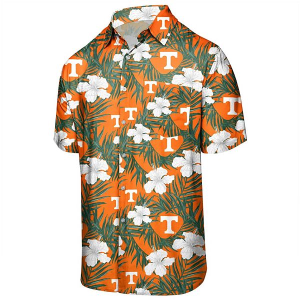 Men's Orange/Tan Chicago Bears Tiki Floral Button-Up Woven Shirt