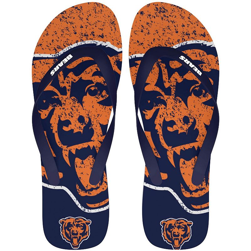Chicago Bears Big Logo Flip Flop Sandals, Mens, Size: XS, Blue