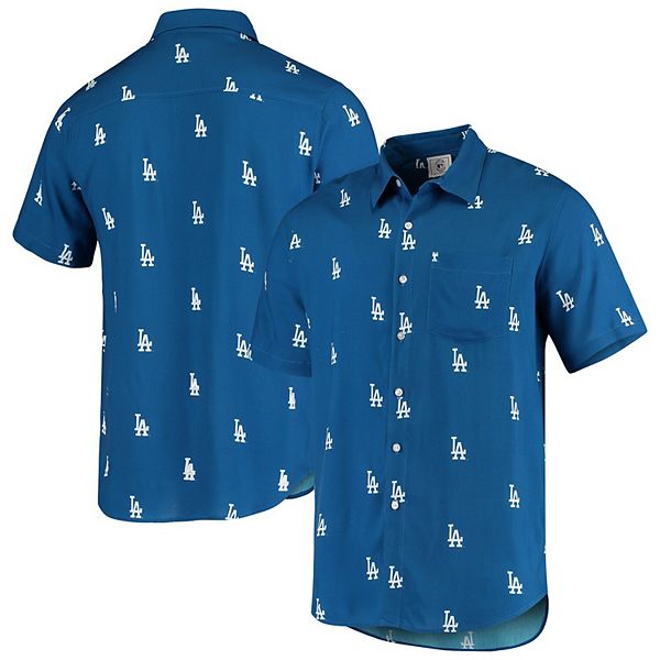 Men's Royal Los Angeles Dodgers Mini Print Logo Button-Up Shirt