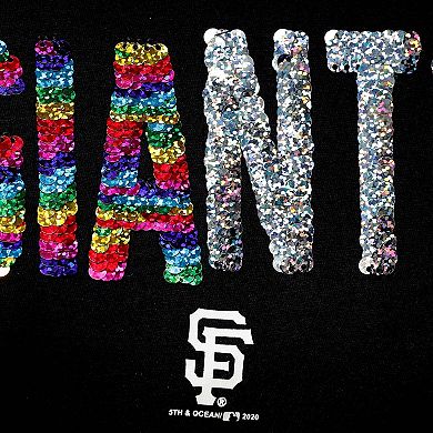 Girls Youth New Era Black San Francisco Giants Flip Sequin T-Shirt