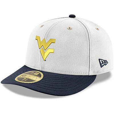 Men s New Era White Navy West Virginia Mountaineers Basic Low Profile 59FIFTY Fitted Hat
