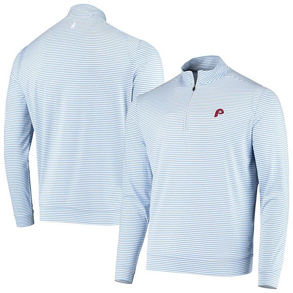 Men's johnnie-O Light Blue Philadelphia Phillies Turn Striped Quarter-Zip  Sweatshirt