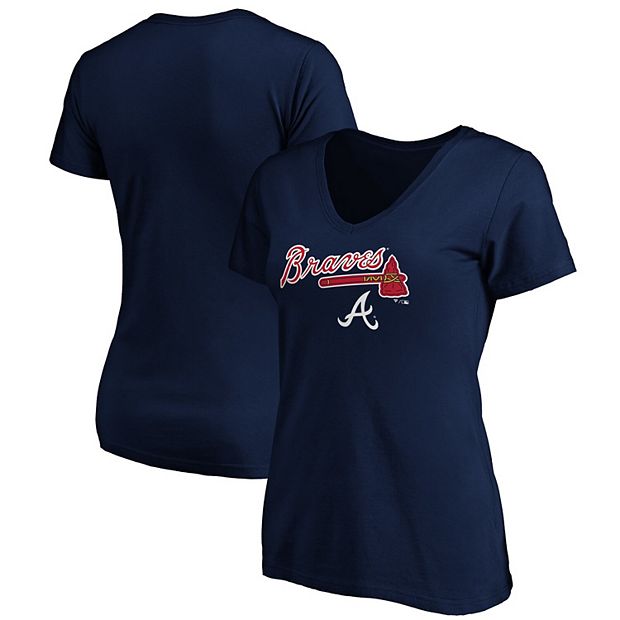 Women's Fanatics Branded Navy Atlanta Braves Team Lockup V-Neck T-Shirt