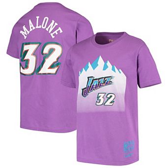 Youth Karl Malone Purple Utah Jazz Hardwood Classics Name & Number T-Shirt