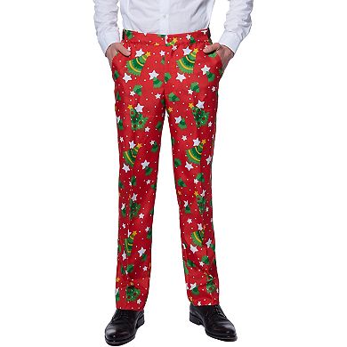 Men's Suitmeister Slim-Fit Christmas Trees and Stars Holiday Novelty Suit & Tie Set by OppoSuits