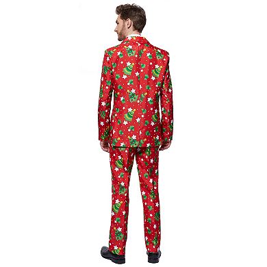 Men's Suitmeister Slim-Fit Christmas Trees and Stars Holiday Novelty Suit & Tie Set by OppoSuits